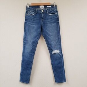 FRAME Denim Women's‎ Jeans Le Garcon Distressed Mid Rise Size 24 00 Slim Leg